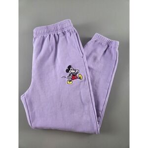 Disney Mickey Mouse Purple Lilac 100% Cotton Jogger Sweatpants, Sz M